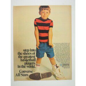 Converse All Stars Vintage 1960s Basketball Shoes Print Ad Child MOD
